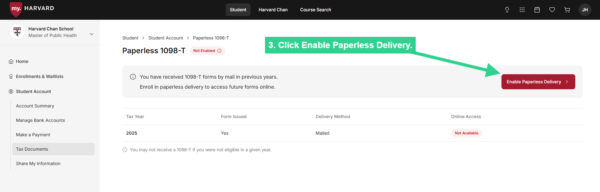 Click Enable Paperless Delivery