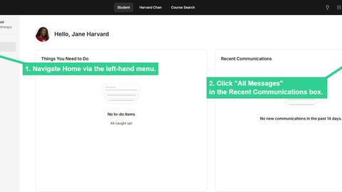 Navigate Home via the left-hand menu, and click All Messages in Recent Communications